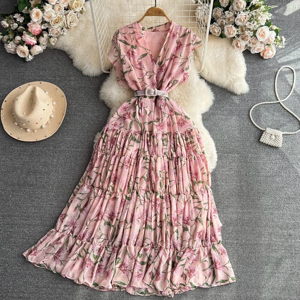 Women's chiffon V-neck dress