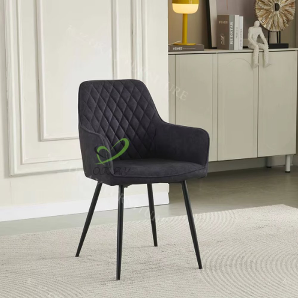 Quilted velvet dining armchair