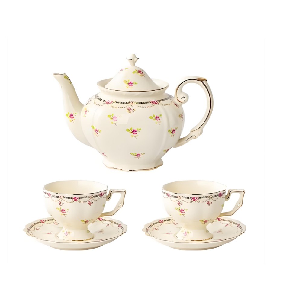 Floral porcelain tea set
